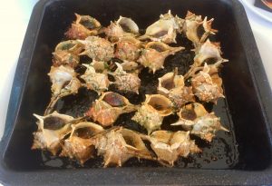 Cargols de mar a la llauna, recepta