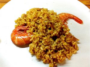 arròs sec de gambes i sípia, recepta