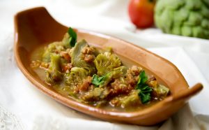 Carxofes estofades amb pernil, recepta